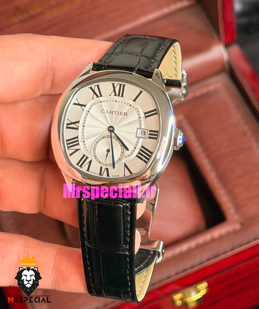 ساعت کارتیه درایو مردانه اتوماتیک بند چرم مشکی صفحه سفید Cartier Drive de Cartier 021639