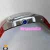 ساعت کارتیه زنانه مدل سانتوس بند چرم قرمز قاب استیل صفحه قرمز 021047 Cartier Santos100