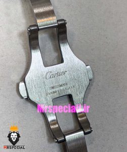 ساعت کارتیه زنانه مدل سانتوس بند چرم قرمز قاب استیل صفحه قرمز 021047 Cartier Santos100