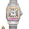 ساعت زنانه کارتیه سانتوس کوارتز دو رنگ رزگلد صفحه سفید 01787 Cartier Santos
