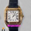 ساعت کارتیه مردانه مدل سانتوس بند چرم مشکی قاب رزگلد صفحه سفید 021049 Cartier Santos100