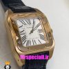 ساعت کارتیه مردانه مدل سانتوس بند چرم مشکی قاب رزگلد صفحه سفید 021049 Cartier Santos100