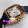 ساعت کارتیه مردانه مدل سانتوس بند چرم مشکی قاب رزگلد صفحه سفید 021049 Cartier Santos100
