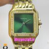 ساعت کارتیه زنانه مدل پنتر طلایی قاب نگین صفحه سبز CARTIER PANTHRE 021050