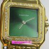 ساعت کارتیه زنانه مدل پنتر طلایی قاب نگین صفحه سبز CARTIER PANTHRE 021050