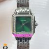 ساعت کارتیه زنانه مدل پنتر استیل قاب نگین صفحه سبز CARTIER PANTHRE 021052