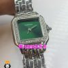 ساعت کارتیه زنانه مدل پنتر استیل قاب نگین صفحه سبز CARTIER PANTHRE 021052