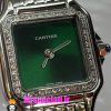 ساعت کارتیه زنانه مدل پنتر استیل قاب نگین صفحه سبز CARTIER PANTHRE 021052