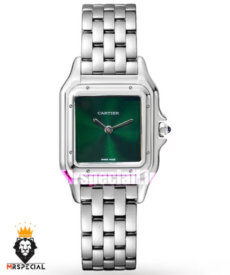 ساعت کارتیه زنانه مدل پنتر استیل صفحه سبز CARTIER PANTHRE 021051
