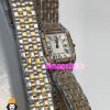 ساعت مچی زنانه کارتیر پنتر بند استیل دو دور رزگلد نقره ای قاب نگین CARTIER PANTHRE 01784