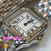 ساعت مچی زنانه کارتیر پنتر بند استیل دو دور رزگلد نقره ای قاب نگین CARTIER PANTHRE 01784