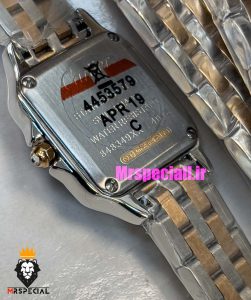 ساعت مچی زنانه کارتیر پنتر بند استیل دو دور رزگلد نقره ای قاب نگین CARTIER PANTHRE 01784