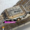 ساعت مچی زنانه کارتیر پنتر بند استیل دو دور رزگلد نقره ای قاب نگین CARTIER PANTHRE 01784