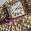 ساعت مچی زنانه کارتیر پنتر بند استیل دو دور رزگلد قاب نگین CARTIER PANTHRE 021066