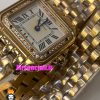 ساعت مچی زنانه کارتیر پنتر بند استیل دو دور رزگلد قاب نگین CARTIER PANTHRE 021066