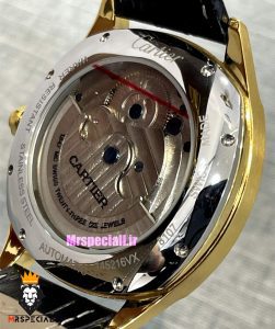 ساعت کارتیه مردانه اتوماتیک بند چرم قاب طلایی صفحه سبز CARTIER 021342 