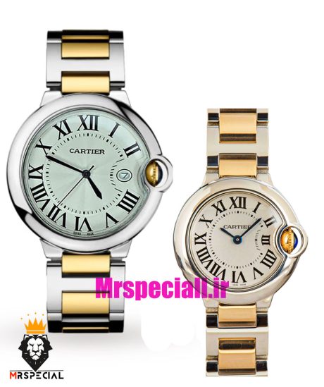 ساعت ست کارتیه بالن بلو کوارتز دورنگ طلایی 01916 Cartier Ballon Bleu