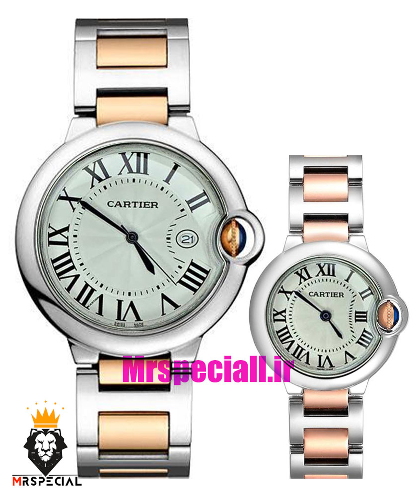 ساعت ست کارتیه بالن بلو کوارتز دورنگ رزگلد 01915 Cartier Ballon Bleu