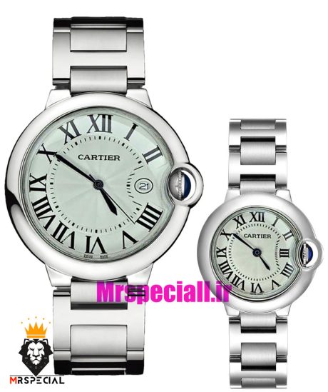 ساعت ست کارتیه بالن بلو کوارتز استیل نقره ای 01914 Cartier Ballon Bleu