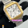 ساعت کارتیه مردانه مدل دسانتوس کرنوگراف دورنگ طلایی صفحه سفید 021149 Cartier Santos de
