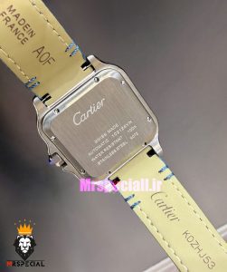 ساعت کارتیه مردانه مدل دسانتوس بند چرم ابی صفحه ابی 021494 Cartier Santos de