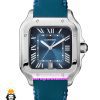 ساعت کارتیه مردانه مدل دسانتوس بند چرم ابی صفحه ابی 021494 Cartier Santos de
