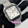 ساعت کارتیه مردانه مدل دسانتوس کرنوگراف بند استیل صفحه سفید 021147 Cartier Santos de