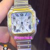 ساعت کارتیه مردانه مدل دسانتوس کرنوگراف دورنگ طلایی صفحه سفید 021149 Cartier Santos de