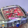 ساعت کارتیه مردانه مدل دسانتوس کرنوگراف بند استیل صفحه قرمز 021146 Cartier Santos de