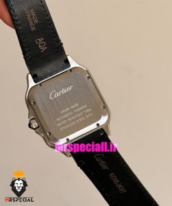 ساعت کارتیه مردانه مدل دسانتوس بند چرم مشکی صفحه سفید 021495 Cartier Santos de