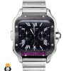 ساعت کارتیه مردانه مدل دسانتوس کرنوگراف بند استیل صفحه مشکی 021148 Cartier Santos de