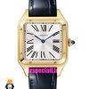 ساعت کارتیه دومونت مردانه بند چرم مشکی قاب طلایی صفحه سفید CARTIER Dumont 021633