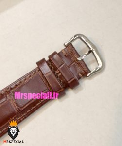 ساعت کارتیه دومونت مردانه بند چرم قهوه ای قاب دورنگ طلایی صفحه سفید CARTIER Dumont 021634