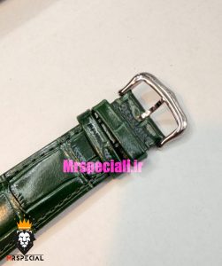 ساعت کارتیه دومونت مردانه بند چرم سبز قاب دورنگ طلایی صفحه سفید CARTIER Dumont 021635 