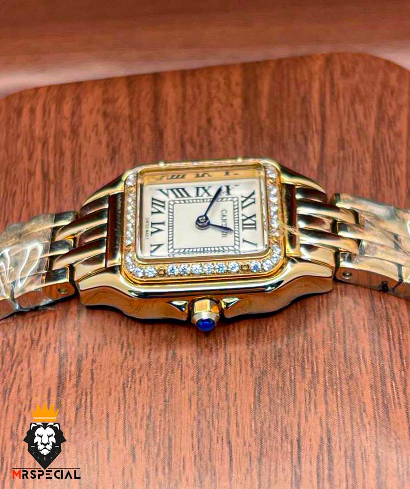 ساعت مچی زنانه کارتیه پنتر رزگلد قاب نگین سایز اسمال CARTIER PANTHRE 2531