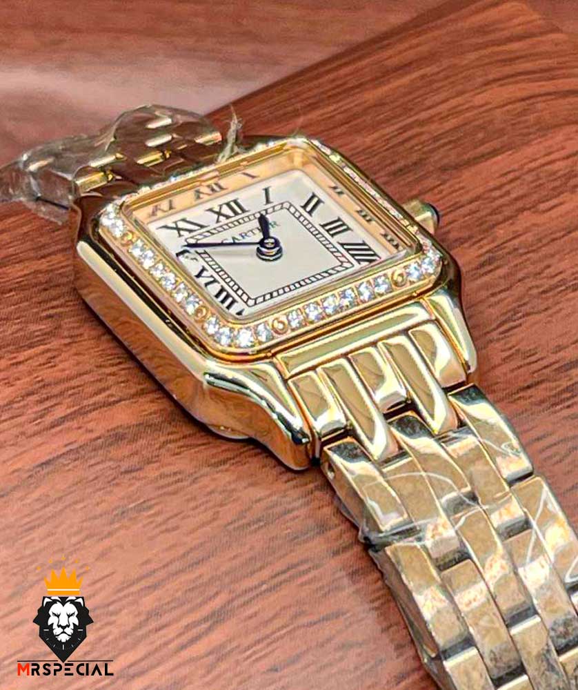 ساعت مچی زنانه کارتیه پنتر رزگلد قاب نگین سایز اسمال CARTIER PANTHRE 2531