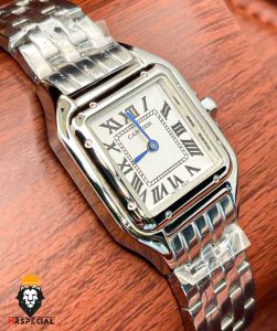 ساعت ست کارتیه مدل پنتر استیل صفحه سفید CARTIER PANTHRE 021445