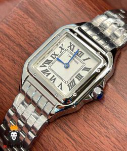 ساعت ست کارتیه مدل پنتر استیل صفحه سفید CARTIER PANTHRE 021445