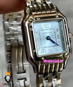 ساعت زنانه کارتیه مدل پنتر استیل صفحه ابی CARTIER PANTHRE 021347 