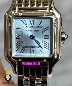 ساعت زنانه کارتیه مدل پنتر استیل صفحه ابی CARTIER PANTHRE 021347 