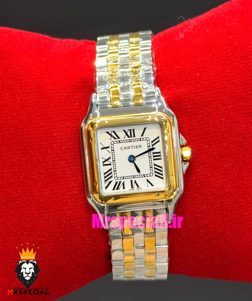 ساعت کارتیه زنانه مدل پنتر استیل دورنگ طلایی سایز مدیوم CARTIER PANTHRE 021601