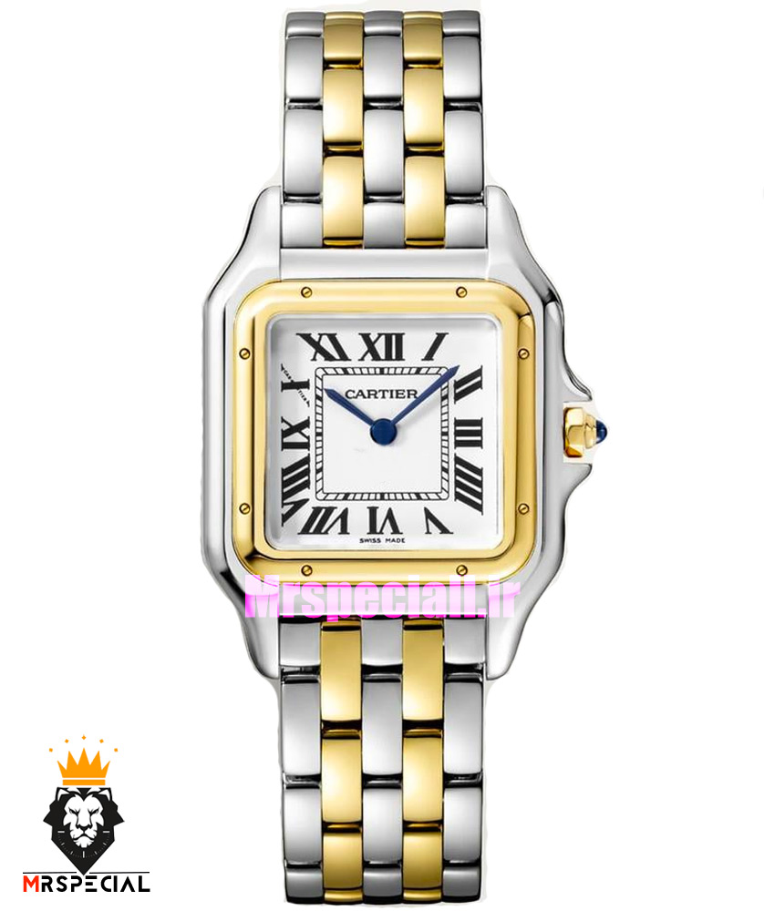 ساعت کارتیه زنانه مدل پنتر استیل دورنگ طلایی سایز مدیوم CARTIER PANTHRE 021601