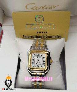 ساعت کارتیه مردانه مدل پنتر استیل دورنگ طلایی سایز لارج CARTIER PANTHRE 021659