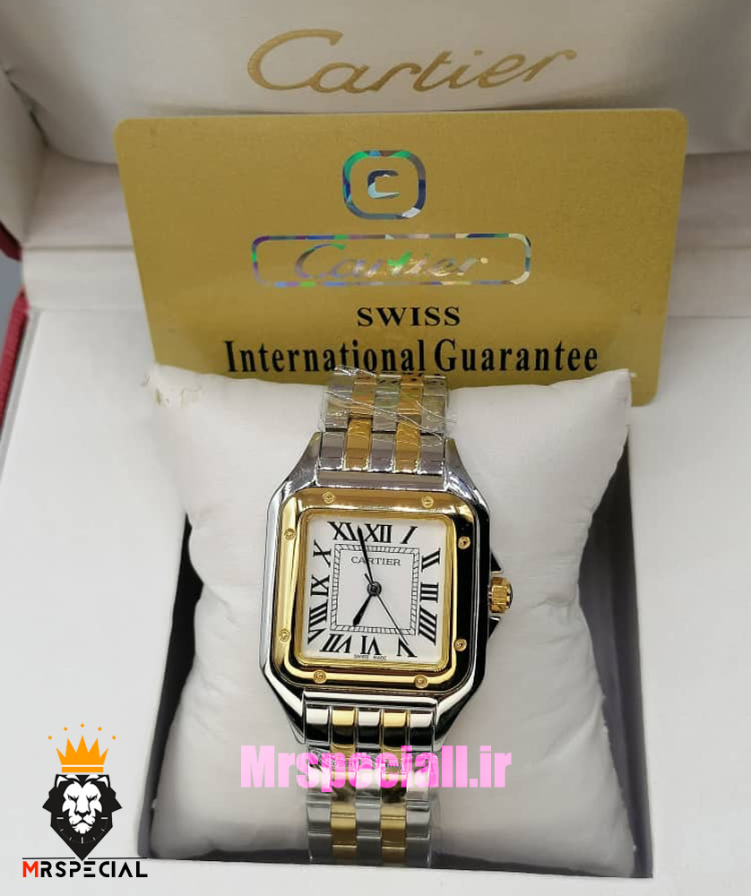 ساعت کارتیه مردانه مدل پنتر استیل دورنگ طلایی سایز لارج CARTIER PANTHRE 021659