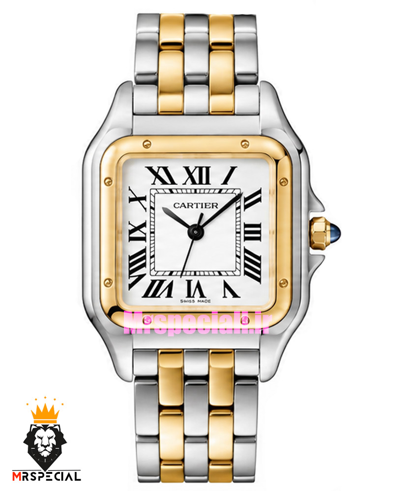 ساعت کارتیه مردانه مدل پنتر استیل دورنگ طلایی سایز لارج CARTIER PANTHRE 021659
