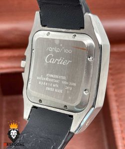 ساعت ست مردانه و زنانه کارتیه سانتوس چرم مشکی صفحه مشکی CARTIER SANTOS100 021668