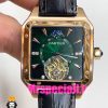 ساعت کارتیه مردانه مدل سانتوس اتوماتیک رزگلد صفحه سبز CARTIER SANTOS 020943