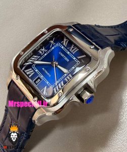 ساعت کارتیه مردانه دسانتوس اتوماتیک چرم ابی صفحه ابی 021575 Cartier Santos de