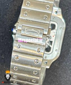 ساعت کارتیه مردانه مدل سانتوس اسکلتون کوارتز استیل صفحه سبز 021370 Cartier Santos Skeleton