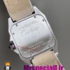 ساعت کارتیه زنانه مدل سانتوس باتری بند چرم سفید صفحه سفید 020971 Cartier Santos100